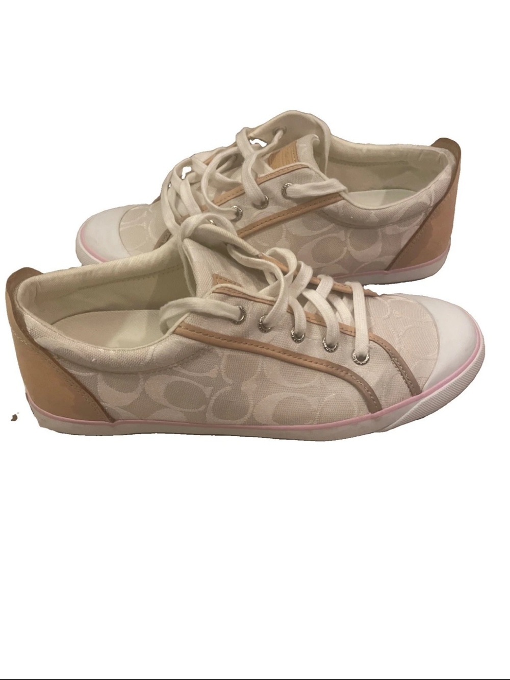 Coach Y2K Barrett Sneakers Signature Monogram Beige Brown Pink 9.5m